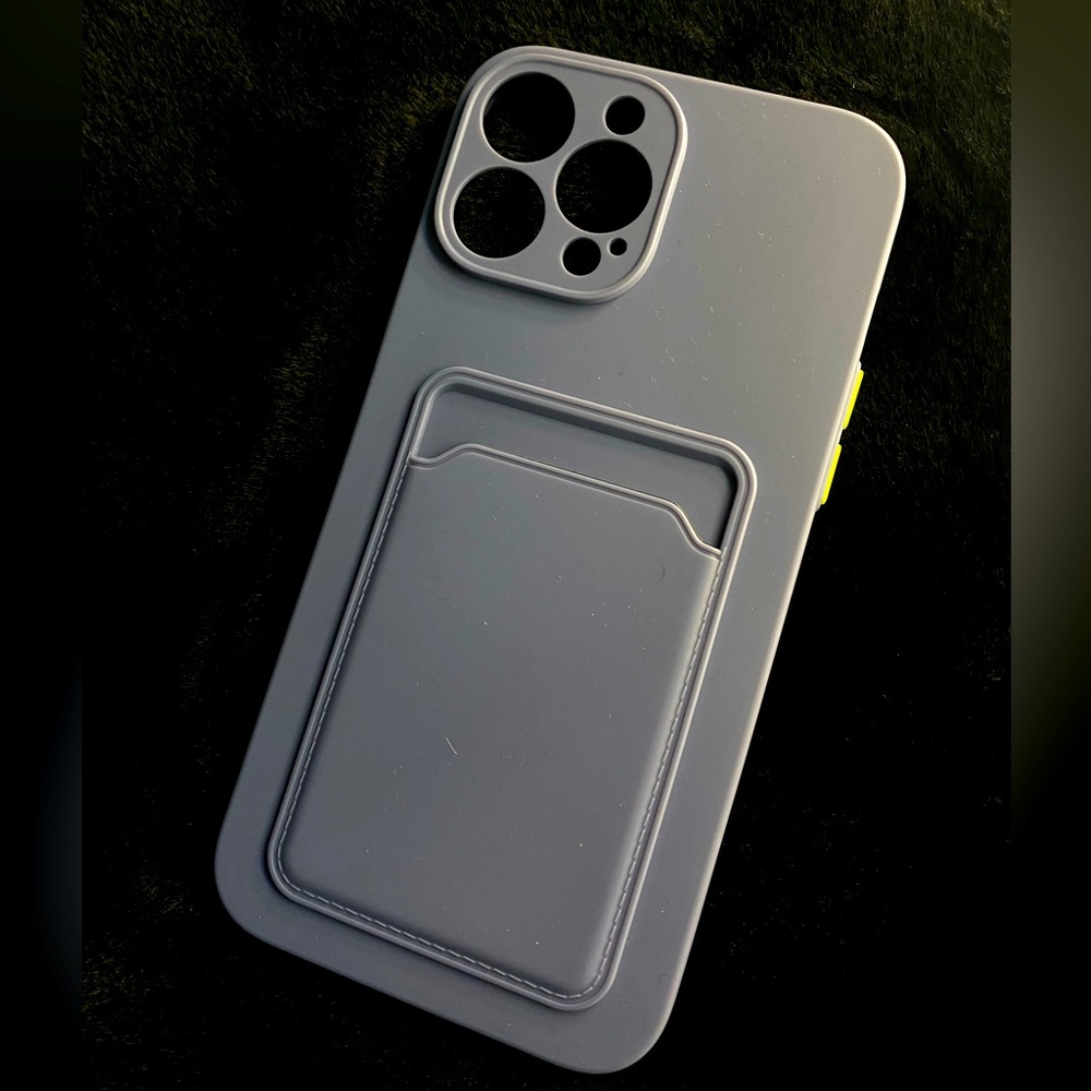 Grey Silicone iPhone 13 Pro Max Phone Case with Card Holder